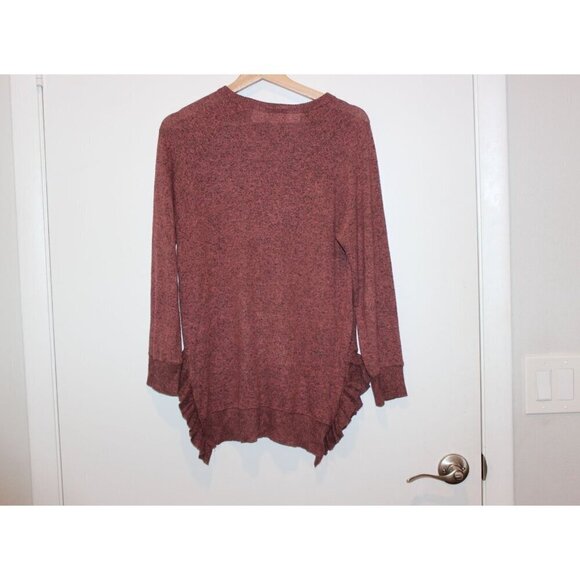 ANTHROPOLOGIE Postmark Womens Mauve Knitted Ruffle Hem Sweater xs - Picture 2 of 7